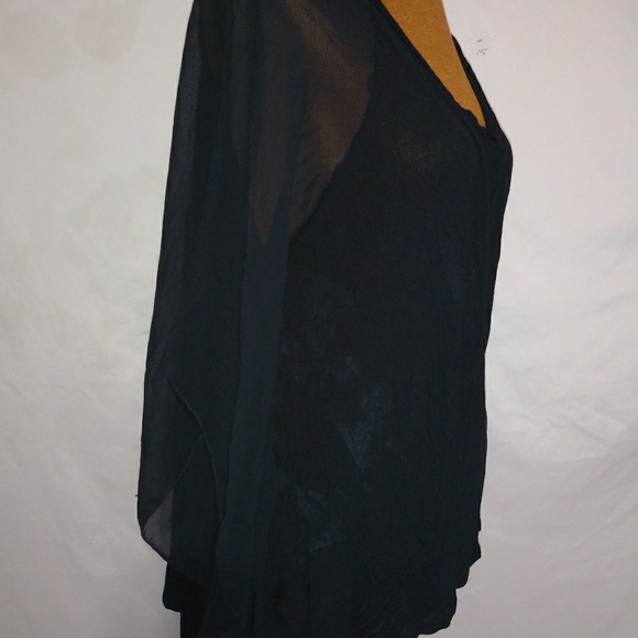 SEVEN7 L Whimseygoth Black Sheer Butterfly Sleeves Top - Picture 2 of 5